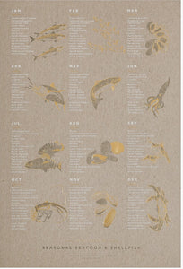 Foil Pressed Seafood & Shellfish Poster